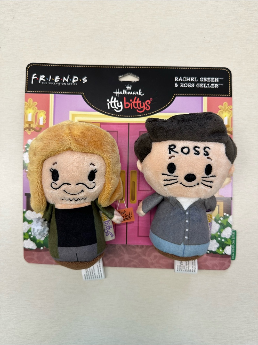 Hallmark Itty Bittys Friends TV Rachel Green & Ross Geller Set on Card 2pc Set